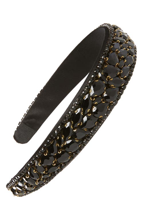 Tasha Gem Detail Headband in Black at Nordstrom