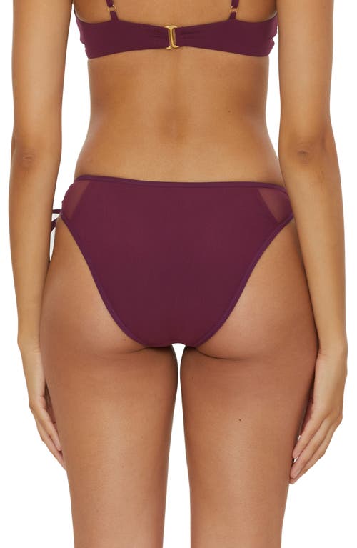 Shop Becca Muse Cutout Side Tie Bikini Bottoms In Aubergine