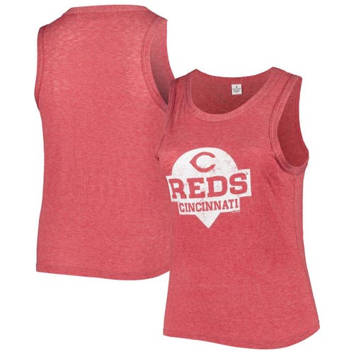 Women's Soft as a Grape Red Cincinnati Reds Plus Size High Neck Tri-Blend Tank Top