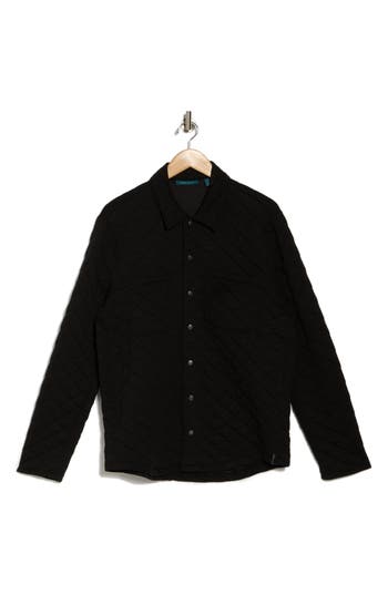 Perry Ellis Diamond Quilted Shirt Jacket In Black