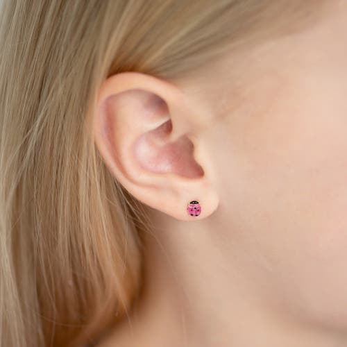 In Season Jewelry 14k Colorful Ladybug Earrings In Pink
