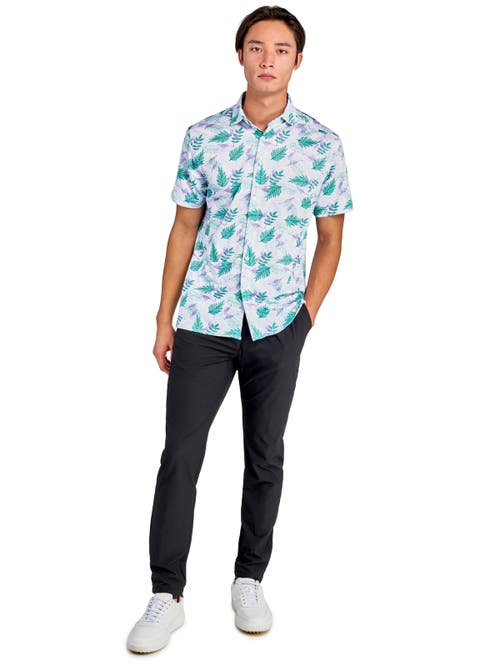 CONSTRUCT CONSTRUCT CHEETAH LEAF PRINT PERFORMANCE BUTTON-DOWN SHIRT