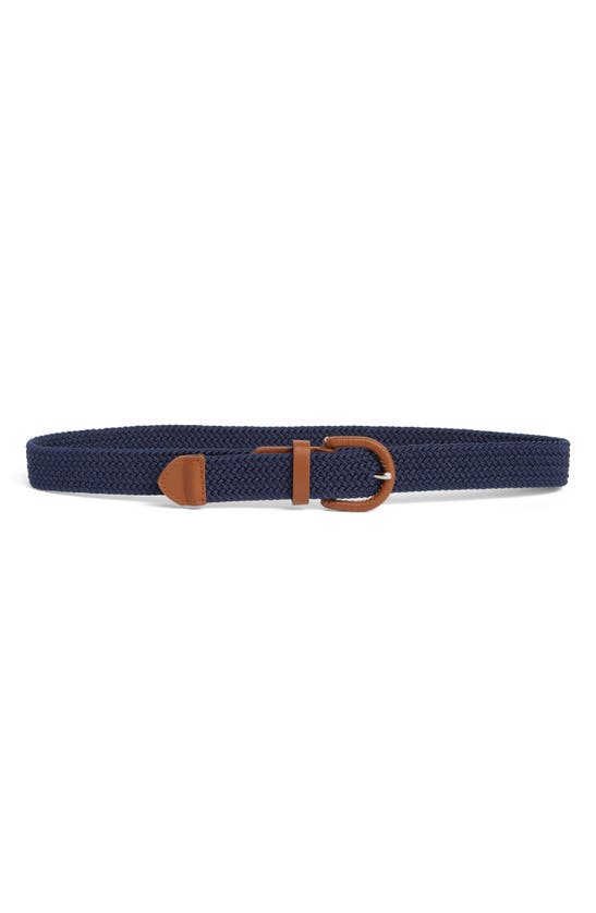 Shop Vince Camuto Woven Stretch Belt In Navy