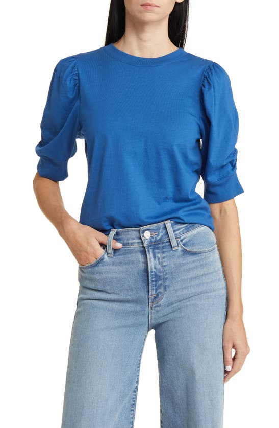 FRAME FRANKIE PUFF SLEEVE ORGANIC COTTON KNIT TOP