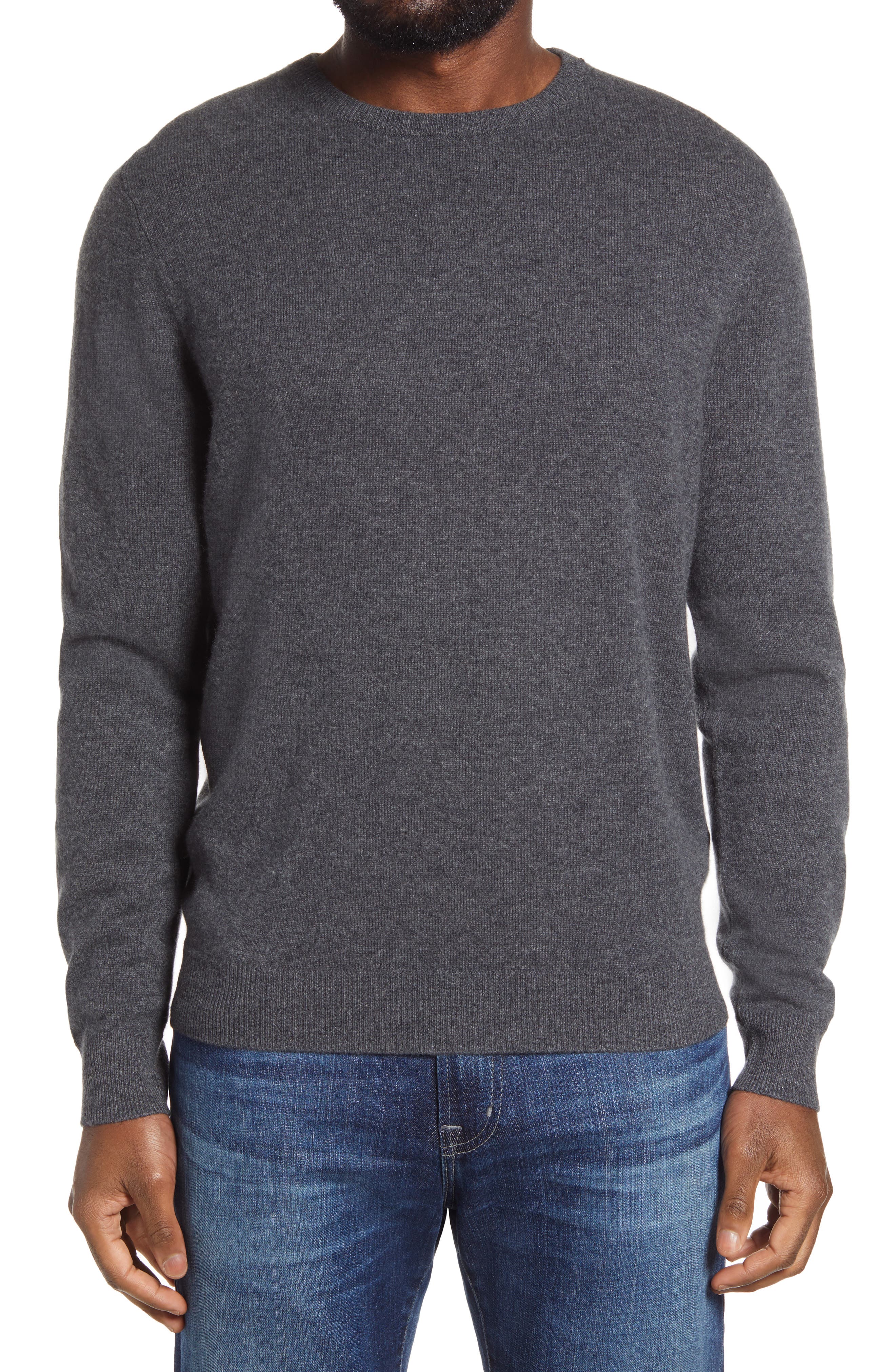 Nordstrom Men's Shop Crew Neck Cashmere Sweater In Grey Shade Heather