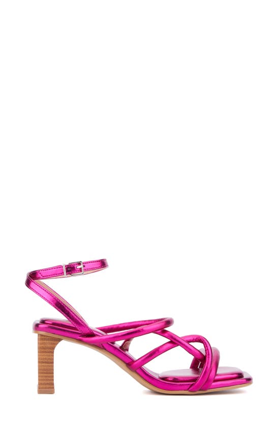 Fashion To Figure Ohara Strappy Block Heel Sandal In Neon Pink