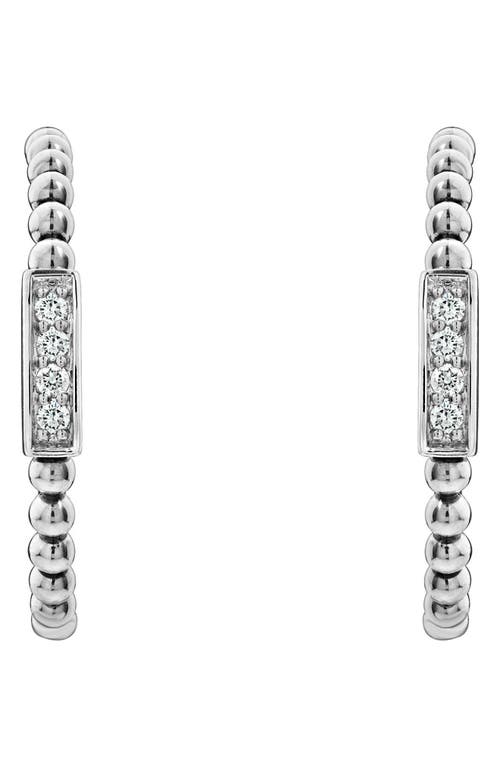 Shop Lagos Caviar Spark Diamond Hoop Earrings In Silver/diamond