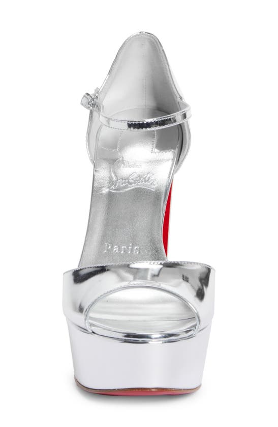 Christian Louboutin Sandaloo 130mm Mirrored Leather Platform Sandals In Silver