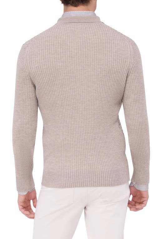 Bugatchi Merino Wool Johnny Collar Sweater In Willow
