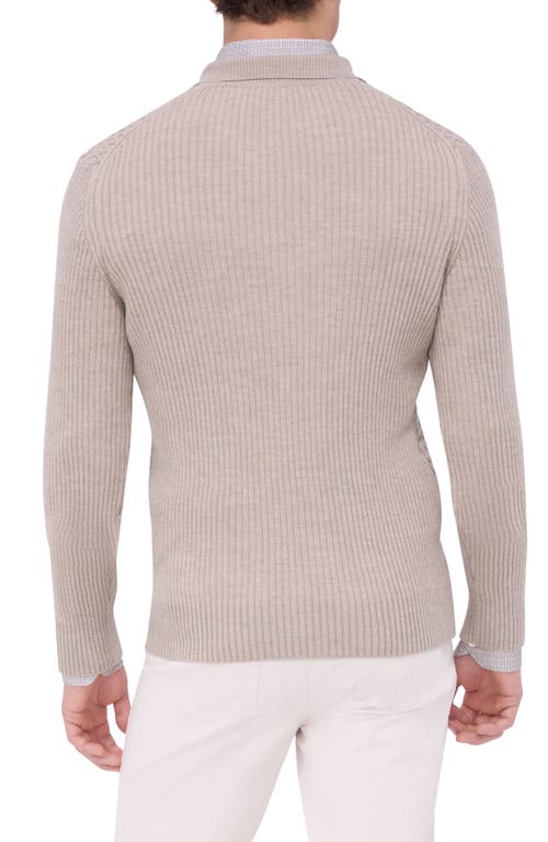 Shop Bugatchi Merino Wool Johnny Collar Sweater In Willow