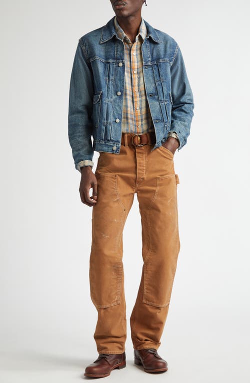Double Rl Hamilton Distressed Carpenter Pants In Khaki