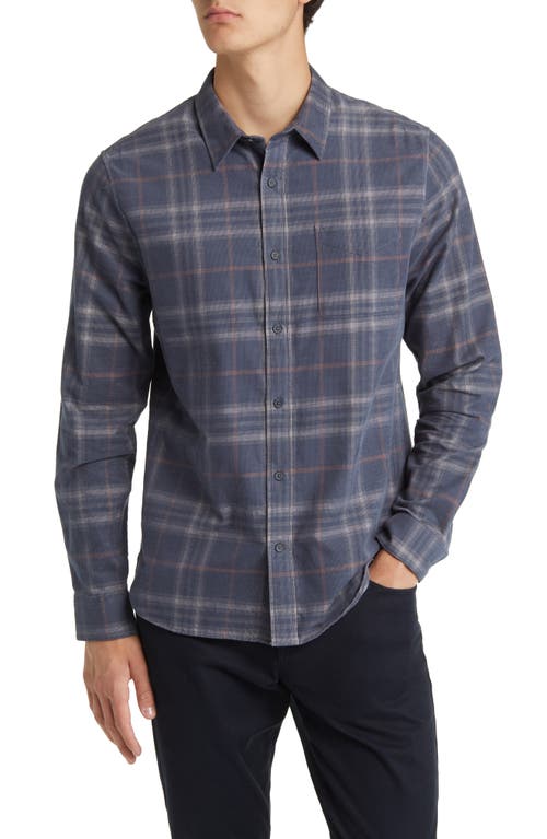 Vince Plaid Corduroy Button-up Shirt In Iris Blue/chalk Pink