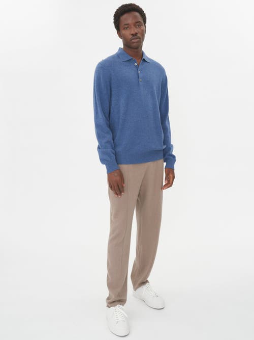 Shop Gobi Cashmere Polo Neck Sweater In Bijou Blue