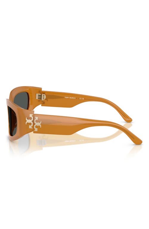Tory Burch 57mm Irregular Sunglasses In Tan/grey