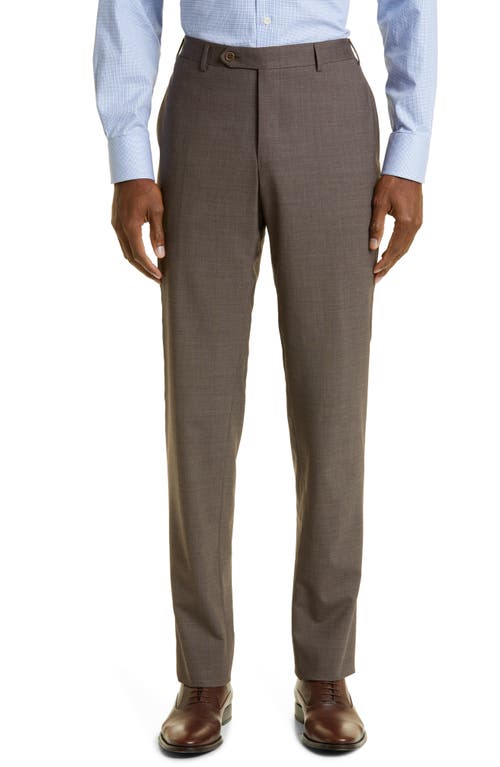 Canali Flat Front Classic Fit Solid Stretch Wool Dress Pants at Nordstrom