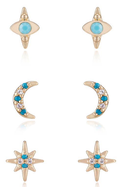 Ettika Set of 3 Celestial Stud Earrings in Turquoise at Nordstrom