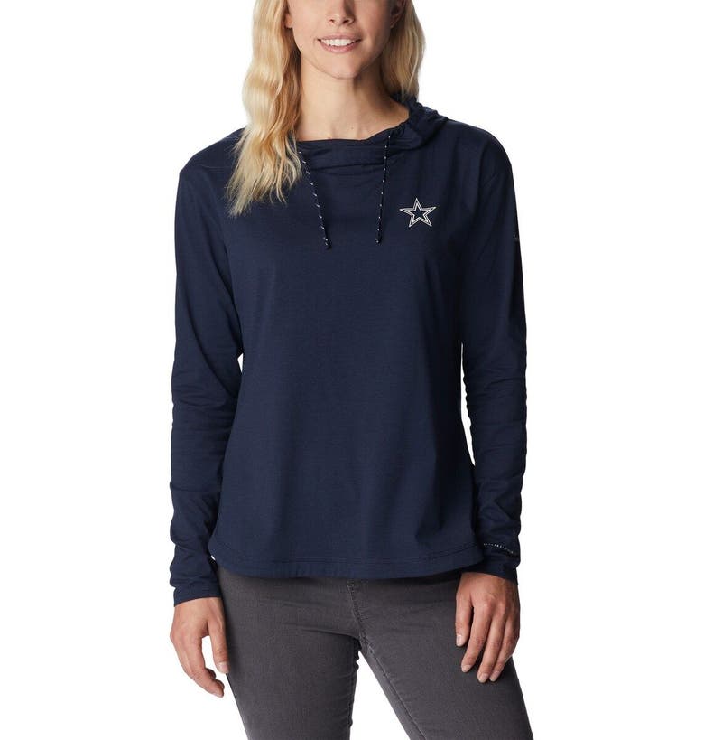 Columbia Navy Dallas Cowboys Sun Trek Omni-Shade Omni-Wick Tri-Blend Pullover Hoodie