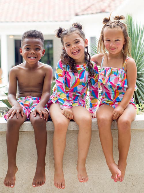 Ruggedbutts Toddler Boys Upf50+ Swim Trunks In Tropical Adventure