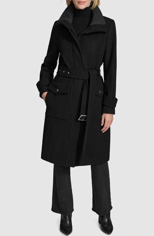 Andrew Marc Scout Wool Blend Trench Coat in Black 