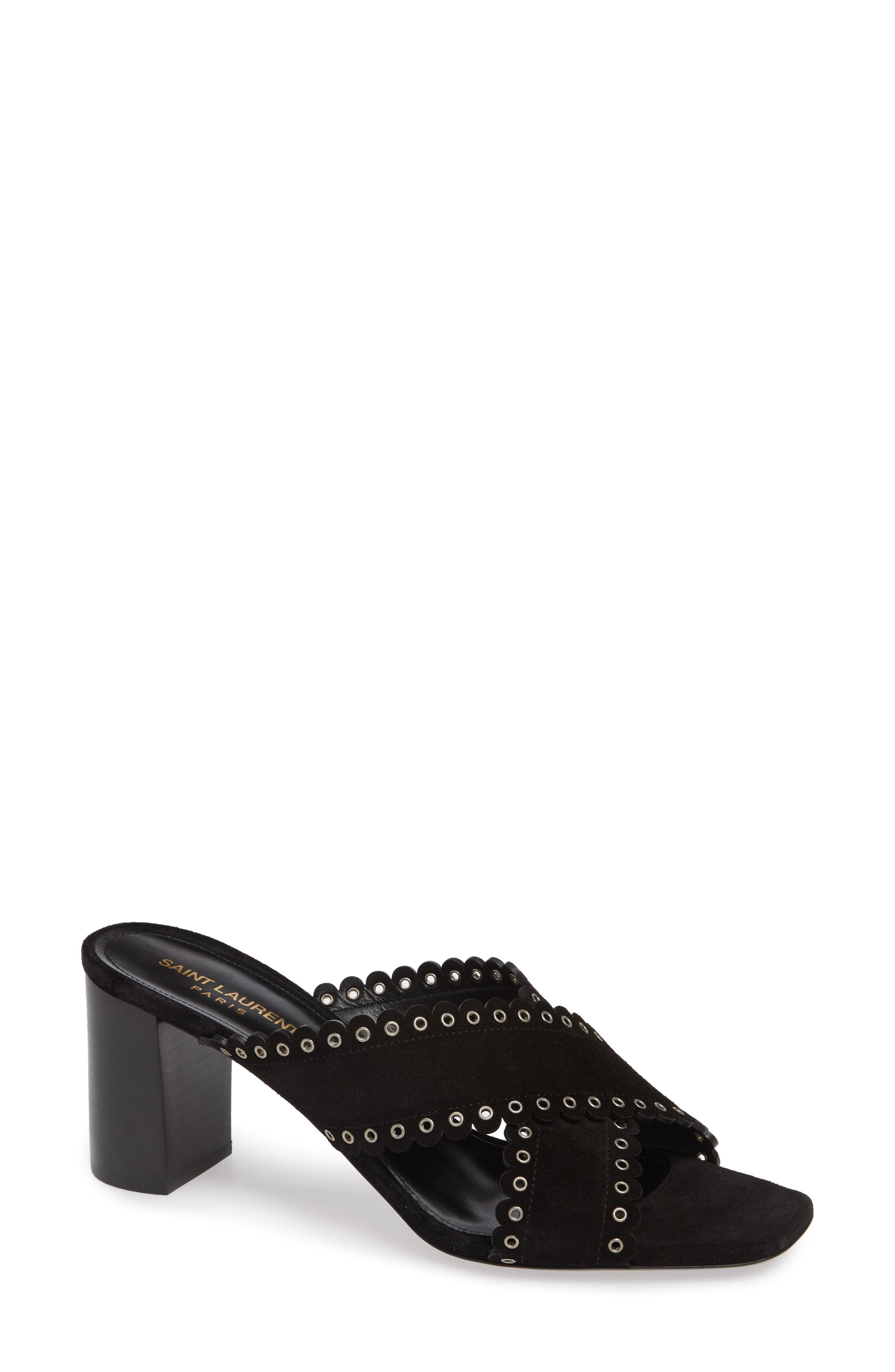 Saint Laurent Loulou Grommet Sandal - Black