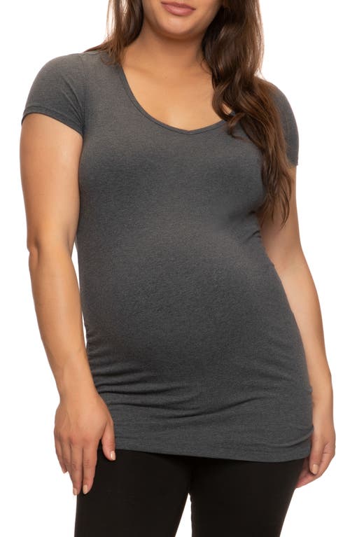 Felina Cotton Blend Maternity T-Shirt in Heathered Charcoal