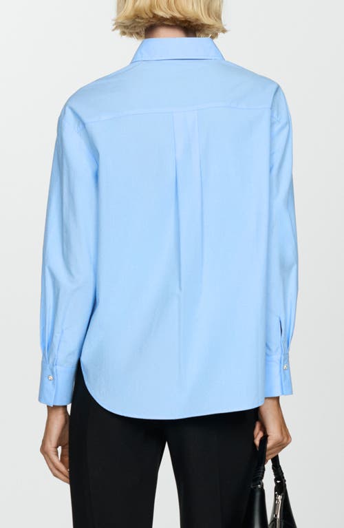 Shop Mango Poplin Button-up Shirt In Sky Blue