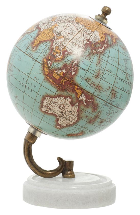 GINGER BIRCH STUDIO GINGER BIRCH STUDIO TEAL MARBLE GLOBE WITH MARBLE BASE