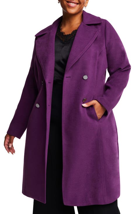Violet Sky Double Breasted Coat (Plus Size)