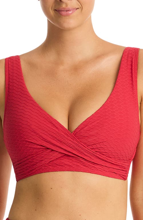 Cross Front Multifit Bikini Top in Red