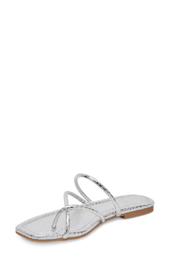Dolce Vita Leanna Slide Sandal In Silver Embossed Stella