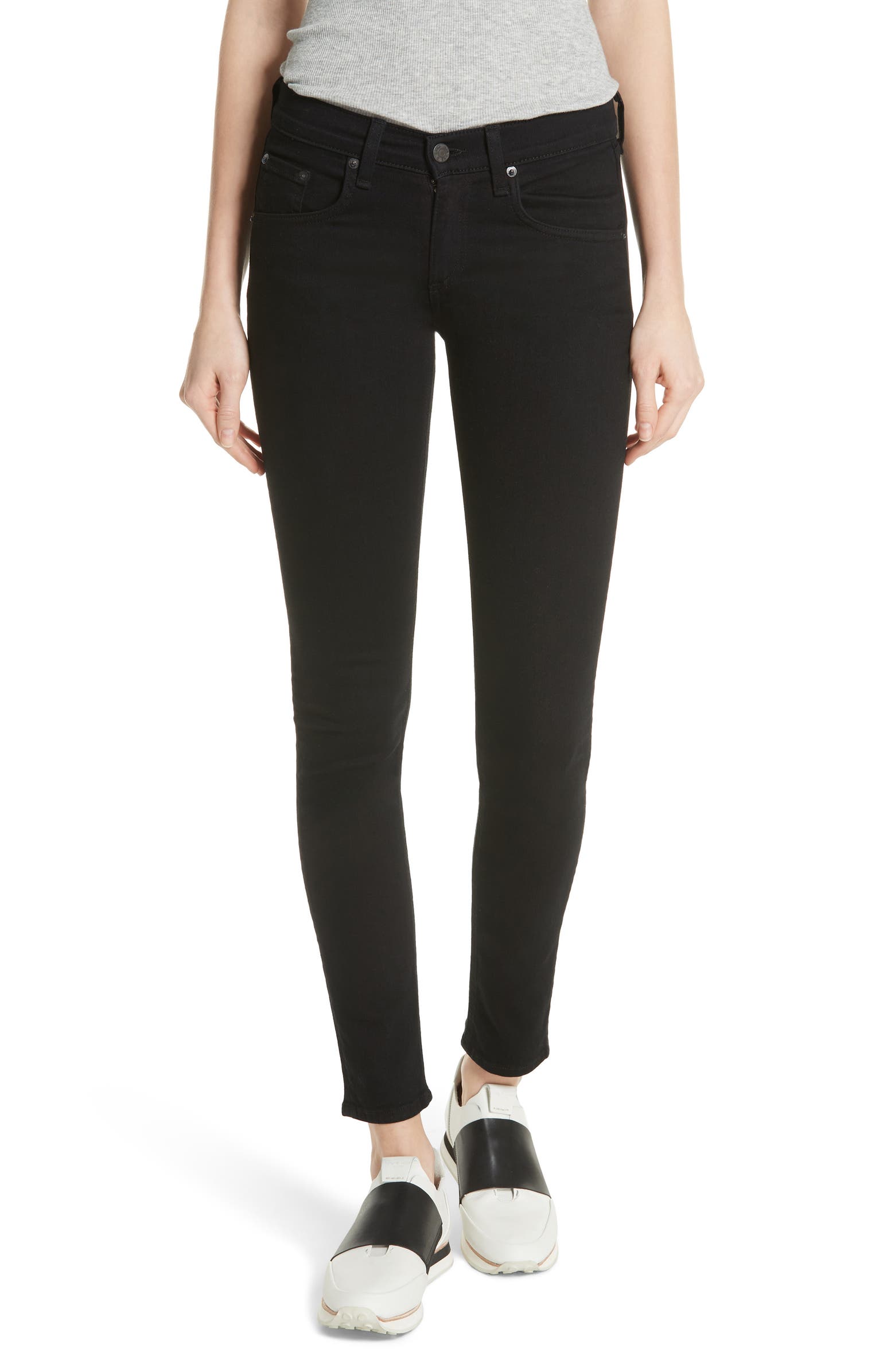 rag & bone/JEAN 'The Skinny' Stretch Jeans (Coal With Holes) | Nordstrom