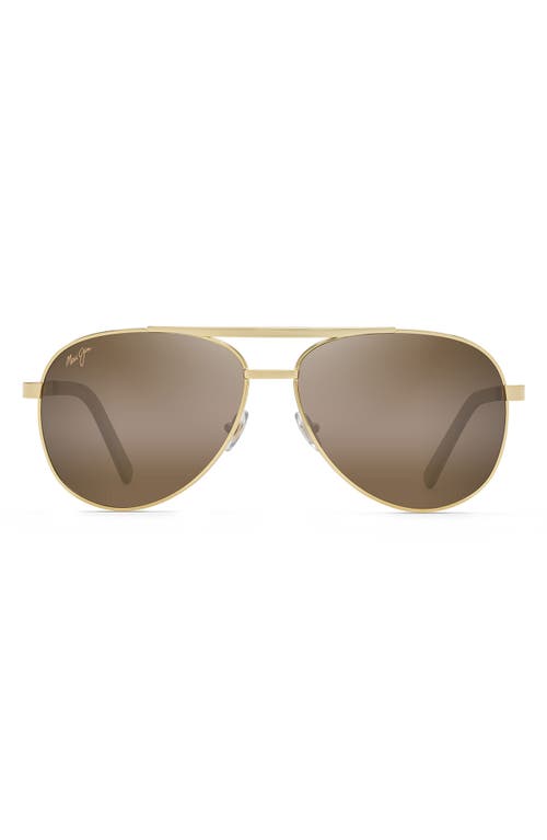 Maui Jim Seacliff 61mm Polarized Aviator Sunglasses in Gold/Hcl Bronze Gradient at Nordstrom