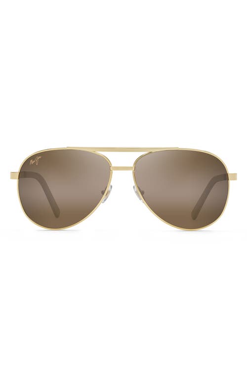 Maui Jim Seacliff 61mm Polarized Aviator Sunglasses In Gold