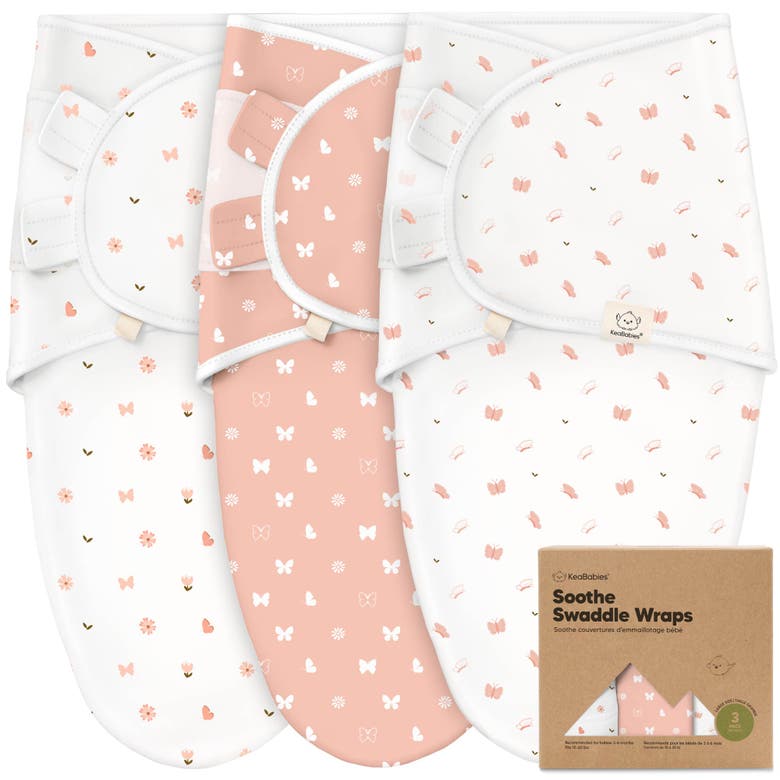 Shop Keababies 3-pack Soothe Swaddle Wraps In Butterflies
