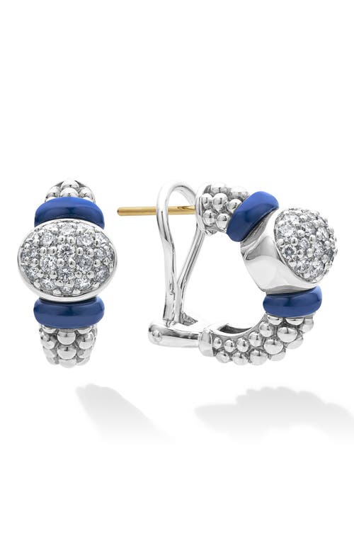 LAGOS Ultramarine Ceramic & Diamond Caviar Hoop Earrings at Nordstrom