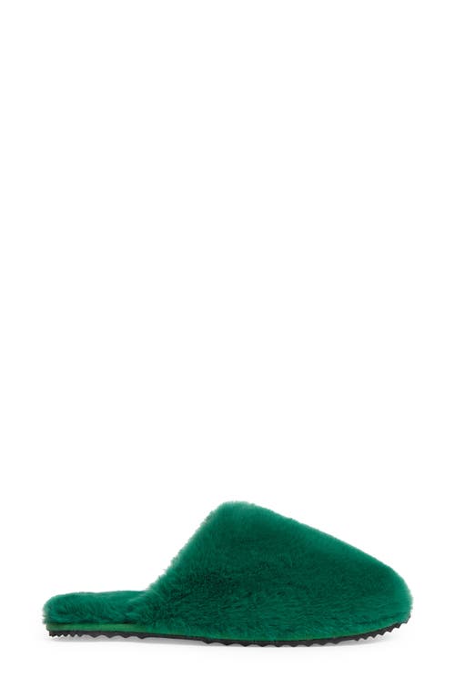 Melody Faux Fur Slide Slipper in Verdant Green