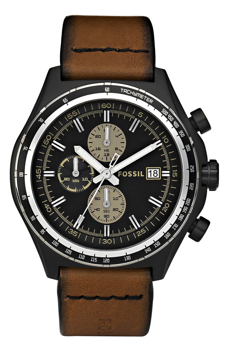 Fossil Chronograph Leather Strap Watch | Nordstrom