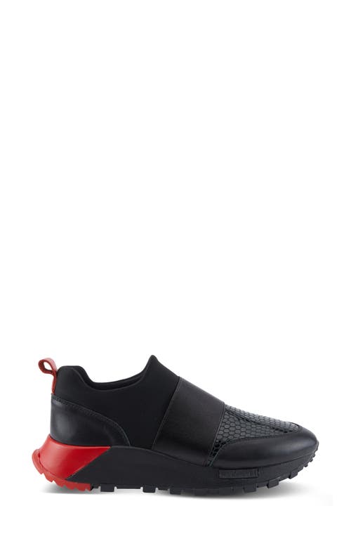 Azura By Spring Step Posh Mixed Media Slip-on Sneaker In Black Multi Croco