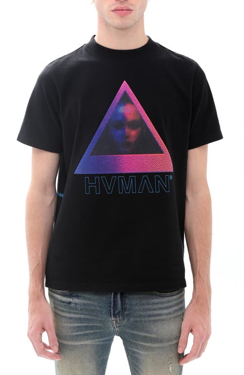 HVMAN Novelty Face Cotton Graphic Tee in Black