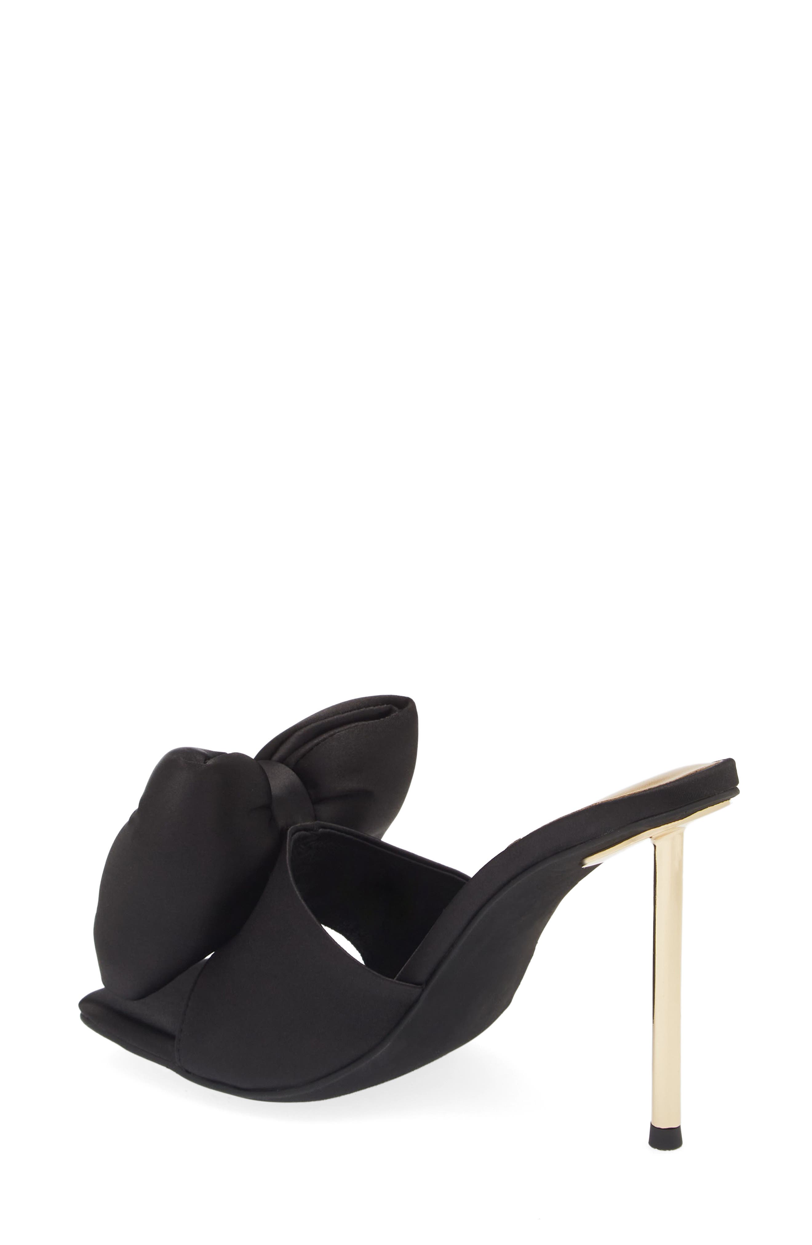 Jeffrey Campbell BOW shops DOWN Patent Leather Black Heeled Mule Sandal