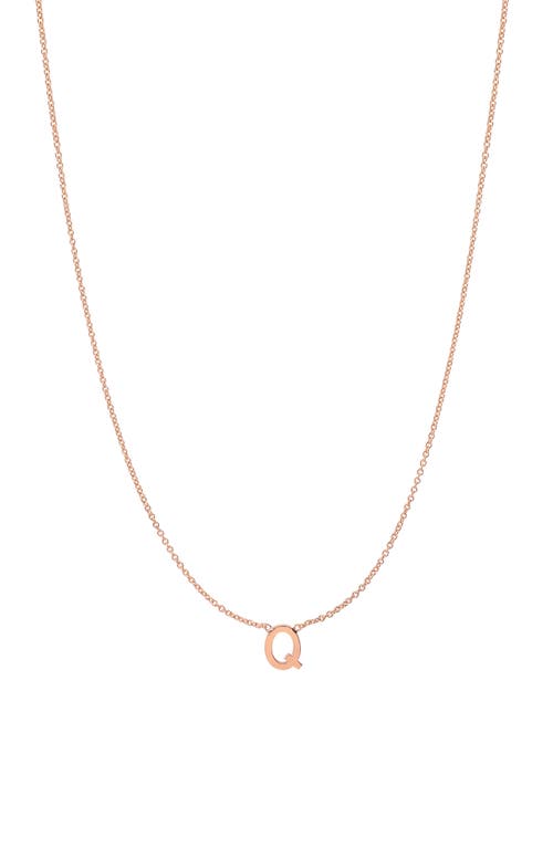 Initial Pendant Necklace in 14K Rose Gold-Q