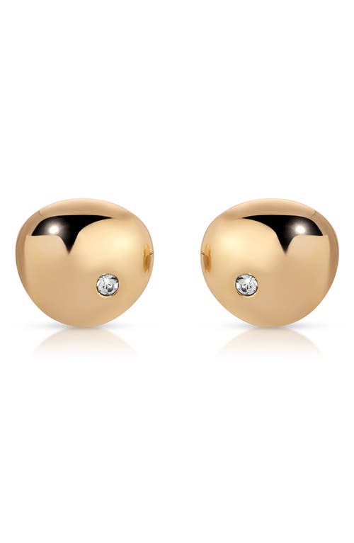 Shop Ettika Polished Pebble Cubic Zirconia Stud Earrings In Gold