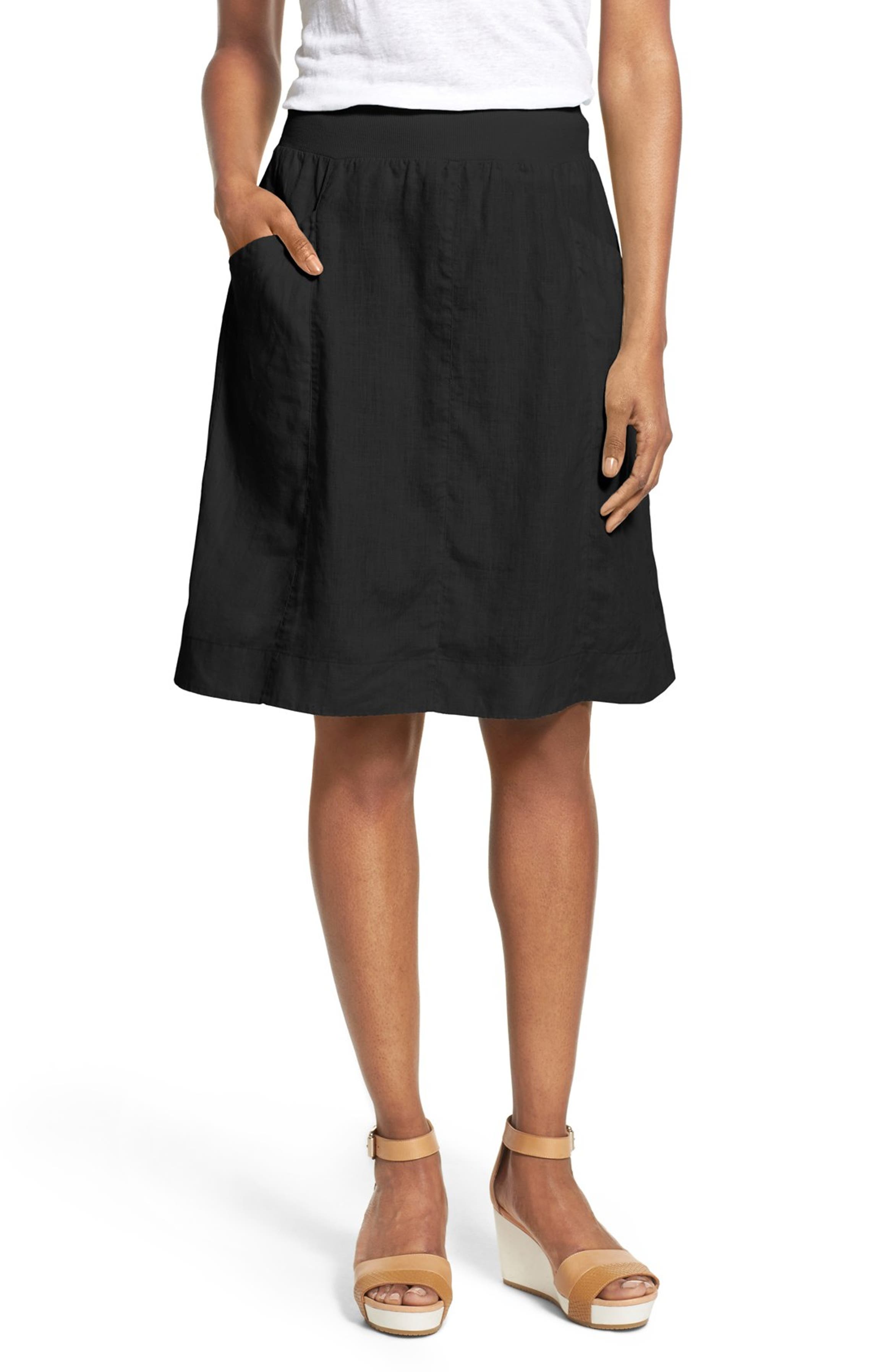Eileen Fisher Organic Linen Knee Length Skirt | Nordstrom