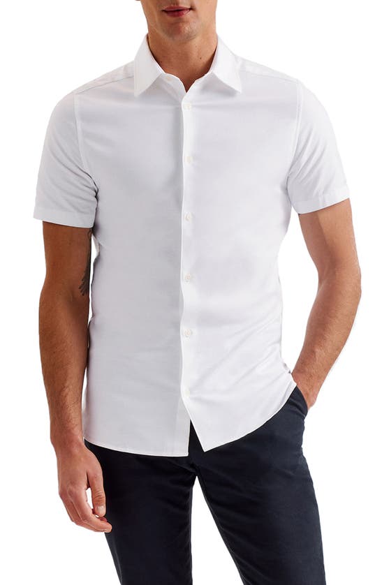 Shop Ted Baker London Zente Short Sleeve Oxford Shirt In White