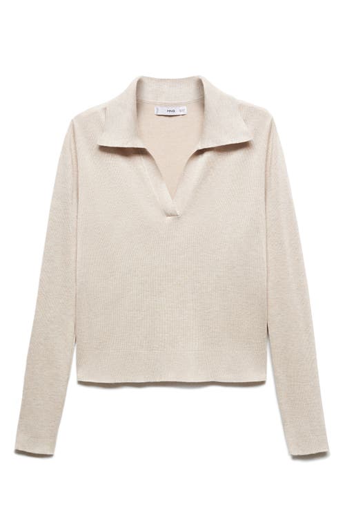 Shop Mango Crop Polo Sweater In Beige