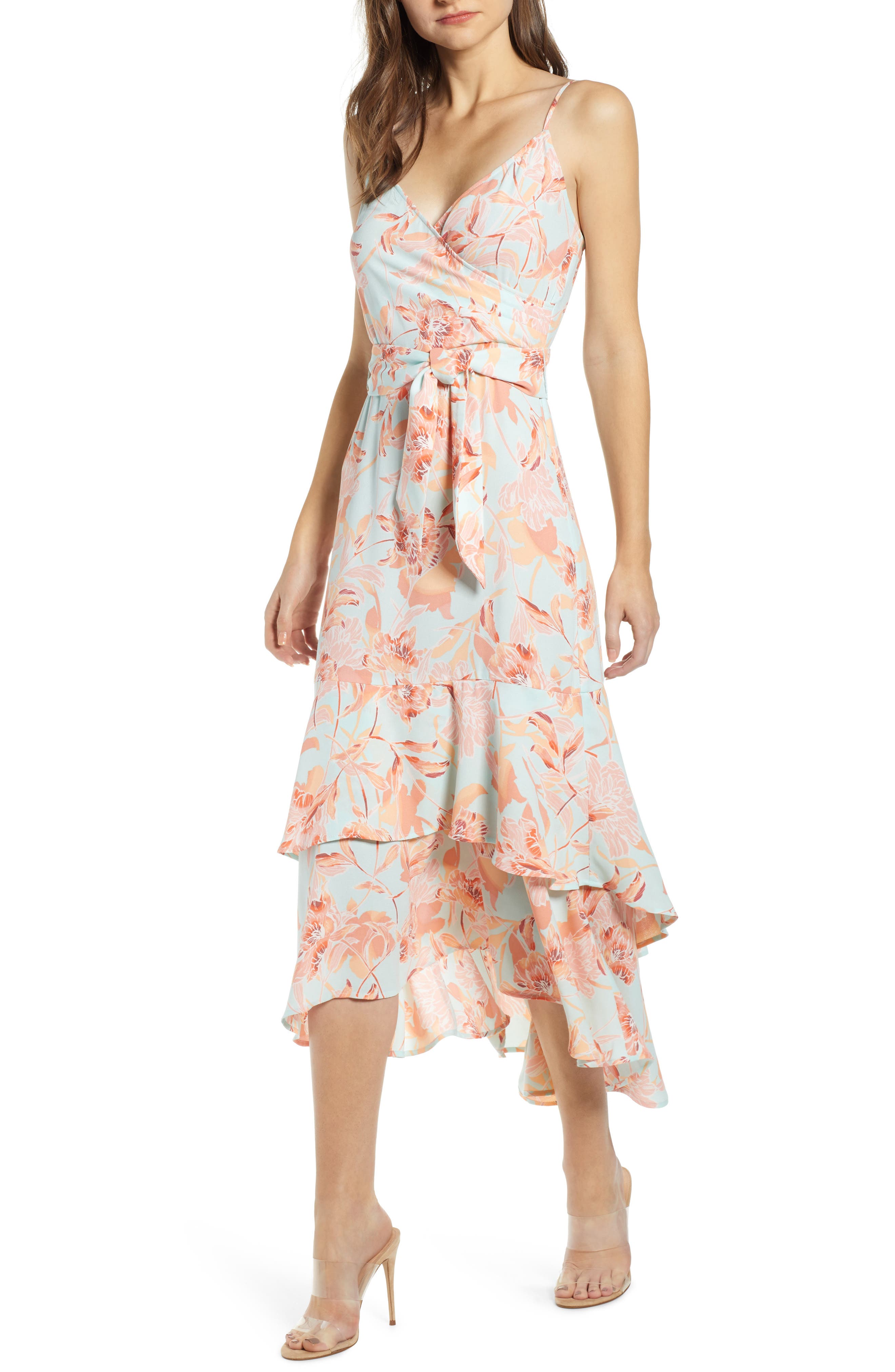 sleeveless tiered midi dress