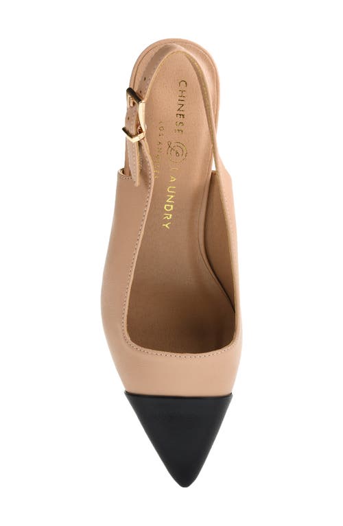Chinese Laundry Mariella Slingback Pointed Cap Toe Pump In Beige/black