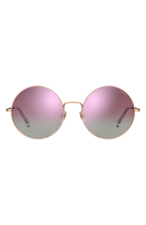 levi's 58mm Mirrored Round Sunglasses in Gold Copper/Pink