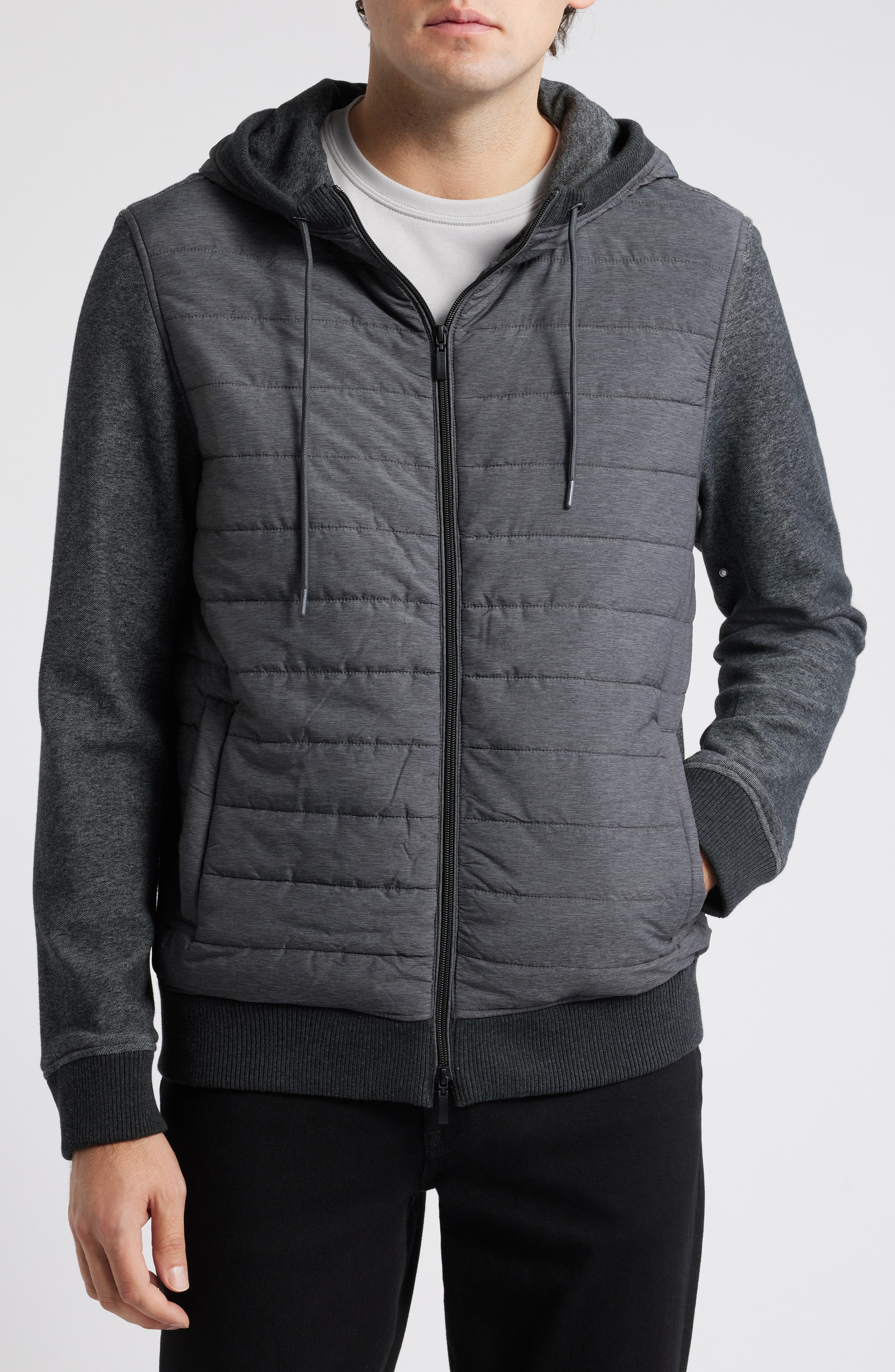 Robert Barakett Cowandame Mixed Media Quilted Jacket in Black 