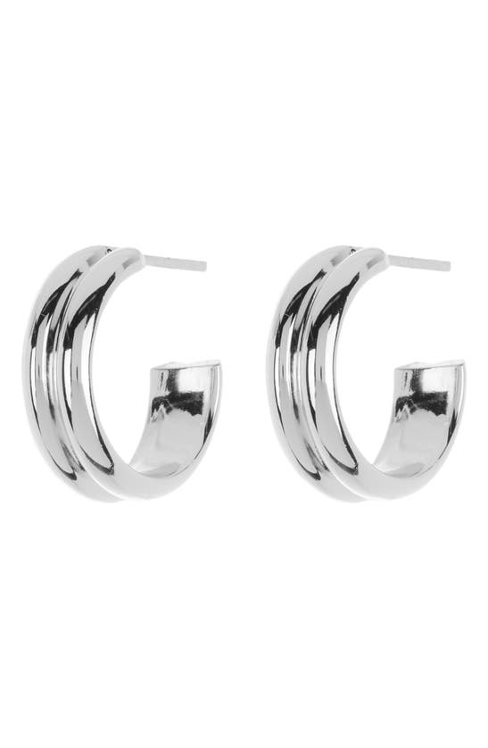 Argento Vivo Sterling Silver Textured Hoop Earrings In Metallic